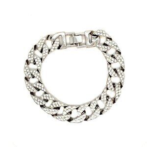 Silver Rhinestones Men’s Bracelet